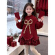 Guanimao girls New Year's dress winter 2026 new children's velvet sweatshirt dress medium and large children's winter clothing red New Year's greetings red velvet style 150 yards