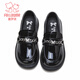 Fuluo Mi Girls' Leather Shoes 26 Spring Fashionable Loafers Children's Soft Soled Lightweight Single Shoes Shadow Black 29