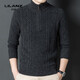 Lilan pure wool zipper turtleneck thickened sweater for men autumn and winter new youth casual twist solid color warm top, wheat color thickened 14XL (180)