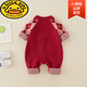 G.duck baby clothes autumn and winter full moon princess clothes baby girl pure cotton one-piece sweater cute bunny suit crawling suit red 80cm
