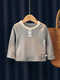 BALA is suitable for girls long-sleeved T-shirt 2025 new style little girls stylish and good-looking bottoming shirt children's pure cotton T gray 80cm