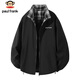 Paul Frank Jacket Men's Spring and Autumn Loose Stand Collar Bomber Jacket Men's Casual Sports Top Men's Black XL