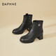 DAPHNE Daphne Retro Short Boots Women's Velvet New Women's Boots Warm French High Heel Boots British Martin Boots Black Velvet Heel Height 5.5cm 35 (225mm) Standard Size