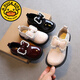 G.duck girls' shoes 2025 spring and autumn new style pearl bow girls princess shoes soft sole leather shoes black performance shoes off-white 25 inner length 15.5cm