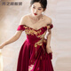 Verse Verse burgundy toast dress bride's dressing gown style engagement wedding dress new Chinese style one shoulder light luxury national style burgundy S
