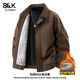 Baleno S&K series velvet thickened jacket men's autumn and winter new style youth loose casual versatile jacket top green brown velvet M recommended 90-125Jin Jin equals 0.5 kg