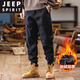 JEEP SPIRIT American overalls men's 2025 autumn and winter new loose velvet thickened casual pants retro men's trousers black winter velvet 4XL (180-200Jin Jin equals 0.5 kg)