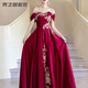 Verse Verse burgundy toast dress bride's dressing gown style engagement wedding dress new Chinese style one shoulder light luxury national style burgundy S