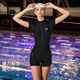 Fan De'an (BALNEAIRE) Women's high-end sun protection vacation seaside one-piece professional racing swimsuit slim zipper boxer black L