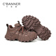 C.BANNER 5cm taller thick-soled dad shoes for women, autumn and winter velvet warm cotton shoes, versatile casual sports shoes, brown 37