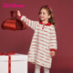 DEESHA official children's clothing girls' dress winter new style girl baby toddler fashion contrast color small lapel three-dimensional button cherry red 120