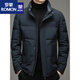 ROMON high-end down jacket men's autumn and winter short middle-aged stand-up collar white duck down men's business thickened warm jacket black 2XL 180