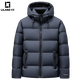 利郎（LILANZ）鹅绒款男士羽绒服短款加厚2025新款冬季连帽面包服保暖高端外套男 炭灰色 XL 180
