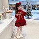 Guanimao girls New Year's dress winter 2026 new children's velvet sweatshirt dress medium and large children's winter clothing red New Year's greetings red velvet style 150 yards