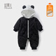 Yishuang'er baby clothes winter clothing newborn girl plus velvet quilted warm jumpsuit full moon 100 days hooded sweatshirt winter black 80cm