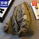 罗蒙（ROMON）美式工装羽绒服男士外套2025秋冬季新款潮流痞帅棒球领飞行员夹克 咖绿色 白鸭绒羽绒服 M 100-115斤