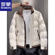 Luo Meng короткий пуховик мужской осенне-зимний утолщенный модный бренд красивый модный воротник-стойка повседневная белая рабочая куртка на утином пуху 2335 метров белый воротник-стойка стиль M рекомендуется 100-115 Jin Jin равен 0,5 кг
