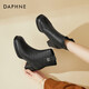 DAPHNE Daphne Retro Short Boots Women's Velvet New Women's Boots Warm French High Heel Boots British Martin Boots Black Velvet Heel Height 5.5cm 35 (225mm) Standard Size