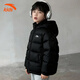 ANTA Chaqueta de plumón para niños y niñas 2025 Invierno Nueva Chaqueta de pan para niñas con capucha deportiva gruesa y cálida Básica Negro 80% Plumón 165 Relleno de plumón 136g