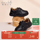 David Bella children's boys' leather shoes British style girls' black small leather shoes medium and large children's autumn