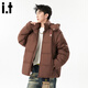 ШОКОЛАДНЫЙ it Красный Коричневый Ретро Повседневный универсальный пуховик с капюшоном Мужская зимняя холодная теплая свободная рабочая одежда Серый синий S Рекомендуется 90-105 Jin Jin равен 0,5 кг