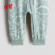 H&M 2026 new spring children's clothing baby boy printed one-piece pajamas 1200792 light turquoise/dinosaur 90cm 90/52 (1.5-2Y)