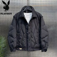 Playboy (PLAYBOY) Winter 2025 New Thin Lapel Cotton Jacket Korean Style Slim Thick Top Casual Men's Cotton Jacket Black Thickened XL