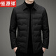恒源祥轻奢羽绒服男短款秋冬新款商务休闲中年男士轻薄翻领白鸭绒外套 DY8013 黑色 L 175