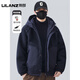 利郎（LILANZ）官方羊羔毛羽绒服男款冬季2025新款潮加厚保暖连帽摇粒绒外套男士 藏青-旗舰款 L 【130-150斤】