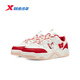 Xtep shopping mall same style children's sneakers spring for girls, medium and large children, leather surface wear-resistant, non-slip, lightweight and breathable casual shoes, sail white/transcendence red 35