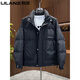 LILANZ Men's Thin Down Jacket Stand Collar Lightweight New Winter Thickened Warm Printed Duck Down Short Trendy Jacket Black 2XL Recommended 130-150Jin Jin is equal to about 0.5 kg