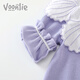 Fanhunting baby clothes spring newborn baby girl onesie full moon hundred days princess outing clothes spring and autumn purple 66cm