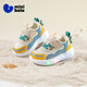 Minibala children's shoes, children's light shoes, spring new sports mesh shoes for boys and girls, baby wear-resistant cushioning running shoes, coffee blue, size 23, suitable for feet 13.2-13.7cm long