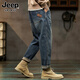 JEEP SPIRIT Jeep jeans men's autumn and winter American loose pants men's pants wide-leg casual pants nostalgic blue 38