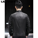 Lilang's new Haining first-layer cowhide men's genuine leather jacket short slim fit down liner motorcycle leather jacket for men black (removable/down liner) 3XL (150-165Jin Jin equals 0.5kg)