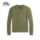 RRL Men's Spring 26 Garment Dyed Waffle Knitted Cotton Henley RL95601 300-Tree Green L