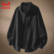 MiiOW American Corduroy Shirt Men's Autumn and Winter Plus Velvet 2025 Loose Outer Clothing Trendy Cardigan Jacket Black 2XL