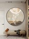 Mu Dianxing Wabi-sabi Wind Nine Fish Gathering Talents Picture Living Room Entrance Decorative Painting Round Hanging Picture Restaurant Dining Table Sideboard Mural Mountain Nine Fish-A Gold Frame Diameter 120cm Crystal Porcelain Painting