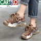 CARTELO Genuine Leather Dad Shoes Retro Light Casual Shoes Thick Sole Versatile Sports Women's Shoes 2025 New Autumn and Winter Trendy Shoes Green 39