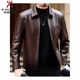 KBXNG Jinba Haining genuine leather jacket men's lapel middle-aged cadres spring and autumn thin casual dad wear sheepskin jacket stand-up collar black single style stand-up collar black single style M 170 weight 100-120 Jin Jin is equal to 0.5 kg