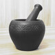 MPPMCK black gold stone mortar garlic pounding jar natural stone old-fashioned stone cup pounding garlic mortar pair of chili pepper bowl pounding and grinding 13CM carved rattan flower