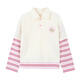 Xiaoyinman children's clothing girls striped Polo shirt fake two pieces 26 spring fashion lapel top for big children and girls trendy apricot 170
