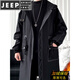 JEEP SPIRIT windbreaker boys mid-length coat autumn and winter plus cashmere loose large size hooded cotton coat British coat men black M 95-120Jin Jin equals 0.5 kg