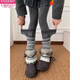 Modal Fair Isle heap socks autumn and winter knitted gray calf socks y2k Christmas snowflake mid-calf leg sleeves for women to keep warm gray one size