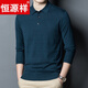 Hengyuanxiang high-end middle-aged men's long-sleeved T-shirt men's spring thin lapel wool sweater loose dad wear Molan 3015 M 165
