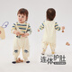 JELLYBABY 7A antibacterial striped long-sleeved jumpsuit 26 new spring style boys fake two-piece skin-friendly baby bodysuit