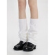 A cloud flat foot socks cover JK mid-length long bubble socks warm calf socks knitted leg covers white 1 pair M 70c