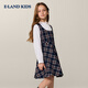 E LAND KIDS children's clothing girls dress 26 spring new college style British plaid fake two-piece skirt Navy navy/59 110