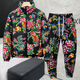 Playboy Northeast large flower cotton-padded jacket men and women same style suit national fashion winter cotton pants cotton coat thickened warm jacket internet celebrity cotton clothing red - hooded short style high quality large flower cotton-padded jacket + cotton pants XL 105-125Jin Jin is equal to 0.5 kg
