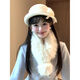 Xiaohongshu Women's Bow Beret Autumn and Winter Fisherman Hat White Wool Thousand Gold Hat